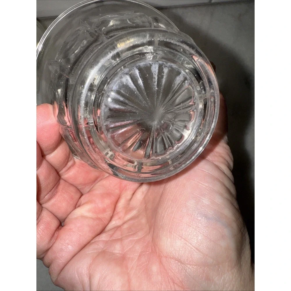 Vintage Clear Glass‎ Flared Sherbet Dish Thumb Dots & Vertical Lines Dansk?